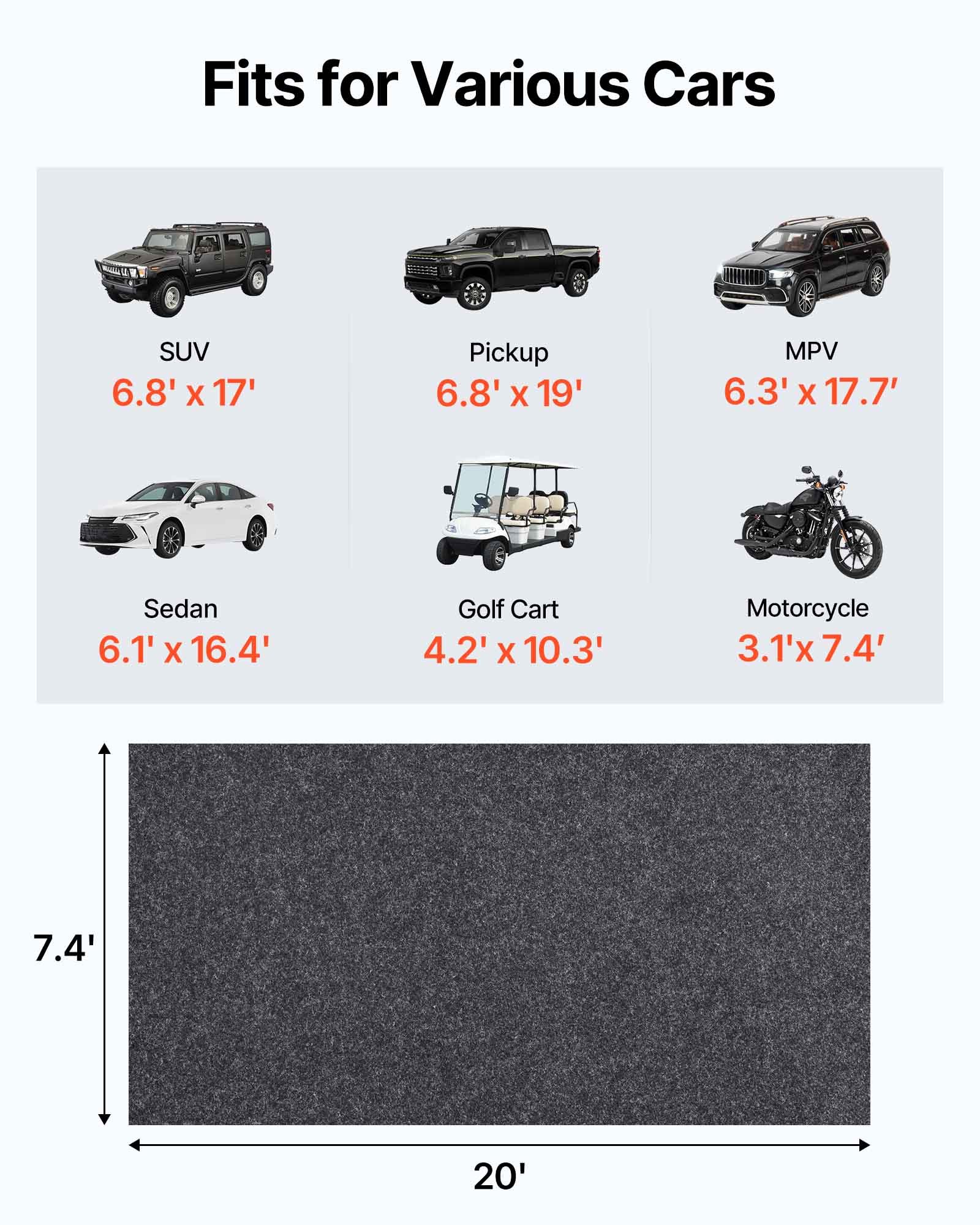 Mata garażowa VEVOR 2235,2 x 6096 x 2,4 mm Podłoga warsztatowa 820-850 g/m² Filc i TPE Mata wychwytująca olej Mata garażowa Mata serwisowa Ochronne panele podłogowe do garażu