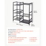 VEVOR Stojak na narzędzia ogrodowe 740x300x805 mm, 3-poziomowy, czarny, do garażu, szopy, ogrodu i na zewnątrz, stalowy organizer z 3 półkami, 6 haczykami i nóżkami poziomującymi
