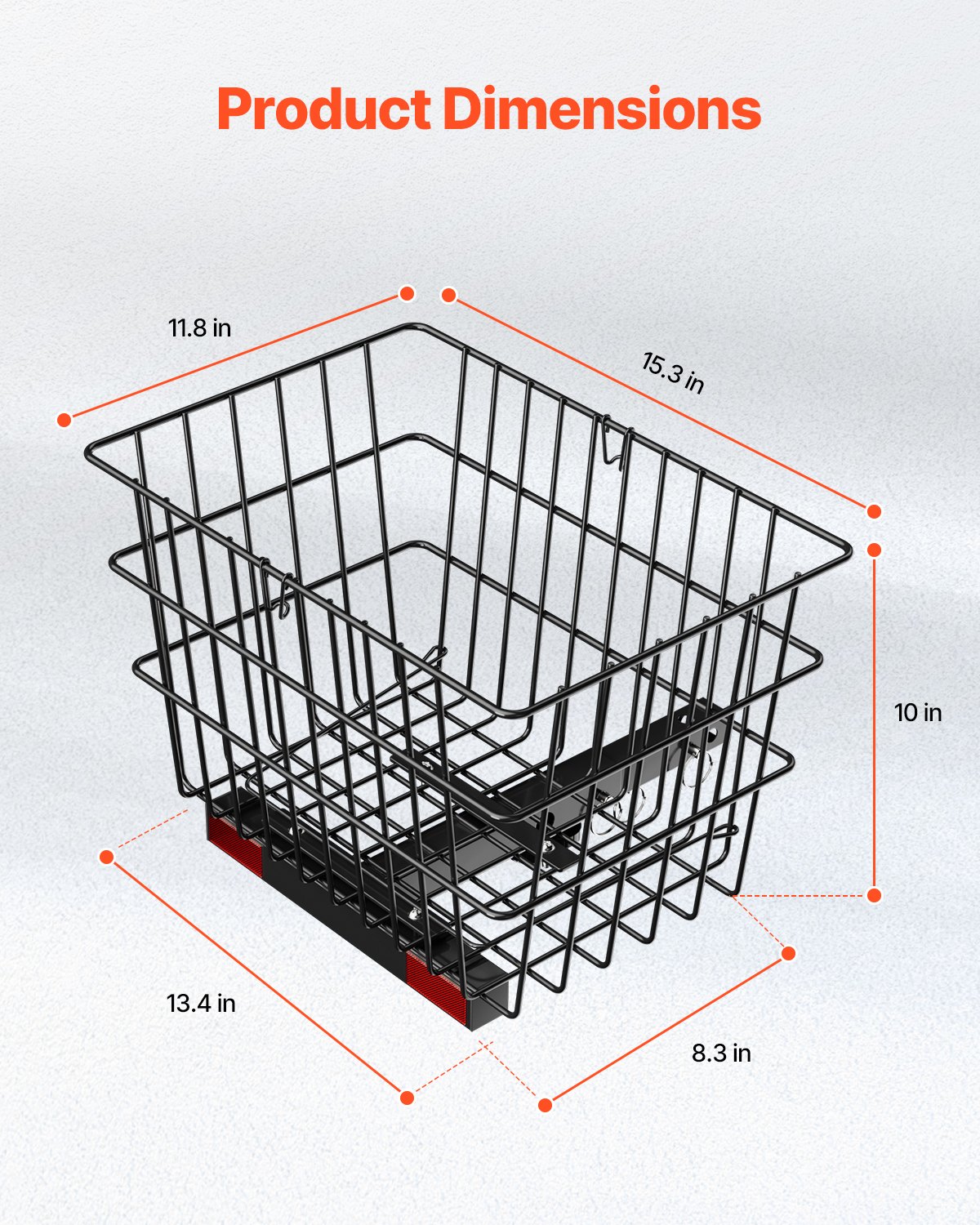 Koszyk tylny do skutera inwalidzkiego VEVOR, 39x30x30 cm, kosz na bagaż do skutera inwalidzkiego dla seniorów, kompatybilny z odbiornikiem 2,54 cm, składany kosz z drutu metalowego, kompatybilny z większością skuterów inwalidzkich.