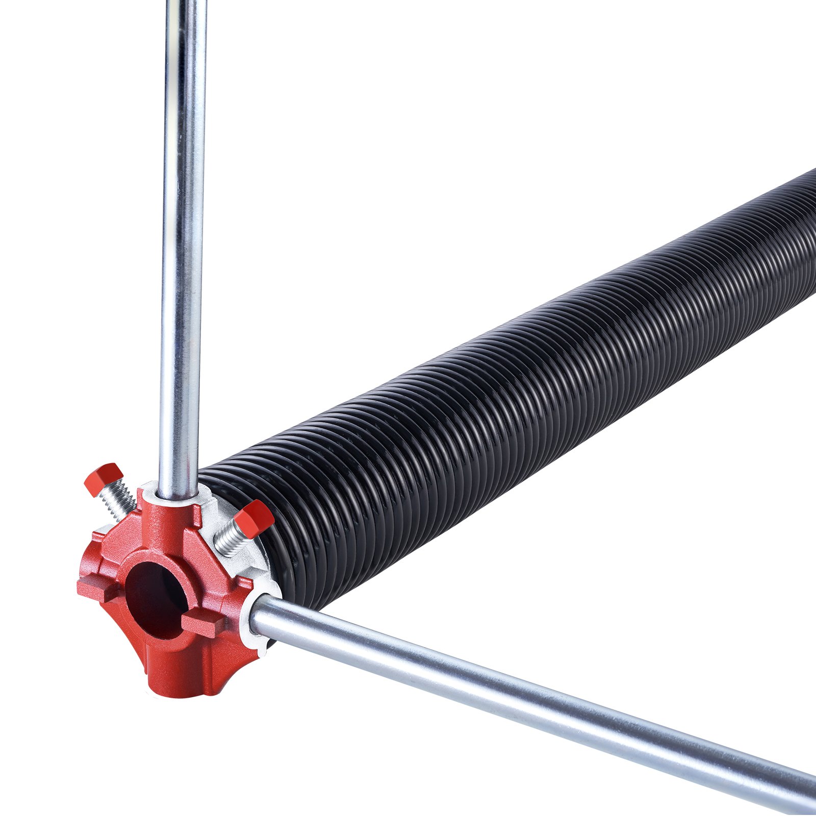 Sprężyny skrętne do drzwi garażowych VEVOR (Φ 5,94 x Φ 50,8 x 787 mm) 16000 cykli, powlekane na czarno, do wymiany, sprężyny do drzwi garażowych z antypoślizgowymi prętami naciągowymi, rękawice i klucz montażowy