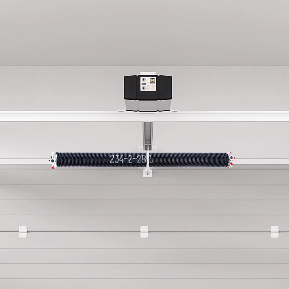 Sprężyny skrętne do drzwi garażowych VEVOR (Φ 5,94 x Φ 50,8 x 711 mm) 16000 cykli, powlekane na czarno, do wymiany, sprężyny do drzwi garażowych z antypoślizgowymi prętami naciągowymi, rękawice i klucz montażowy
