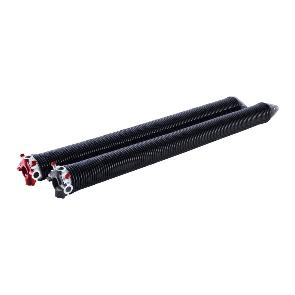 Sprężyny skrętne do drzwi garażowych VEVOR (Φ 5,94 x Φ 50,8 x 711 mm) 16000 cykli, powlekane na czarno, do wymiany, sprężyny do drzwi garażowych z antypoślizgowymi prętami naciągowymi, rękawice i klucz montażowy