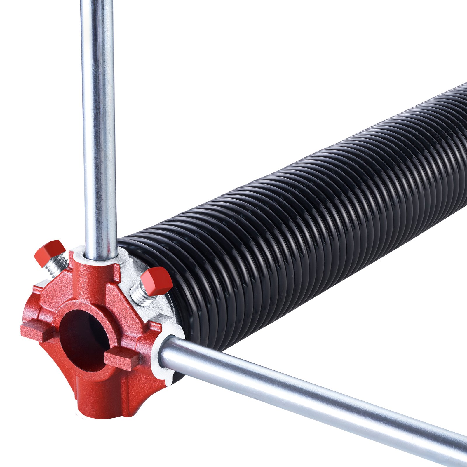 Sprężyny skrętne do drzwi garażowych VEVOR (Φ 5,94 x Φ 50,8 x 711 mm) 16000 cykli, powlekane na czarno, do wymiany, sprężyny do drzwi garażowych z antypoślizgowymi prętami naciągowymi, rękawice i klucz montażowy
