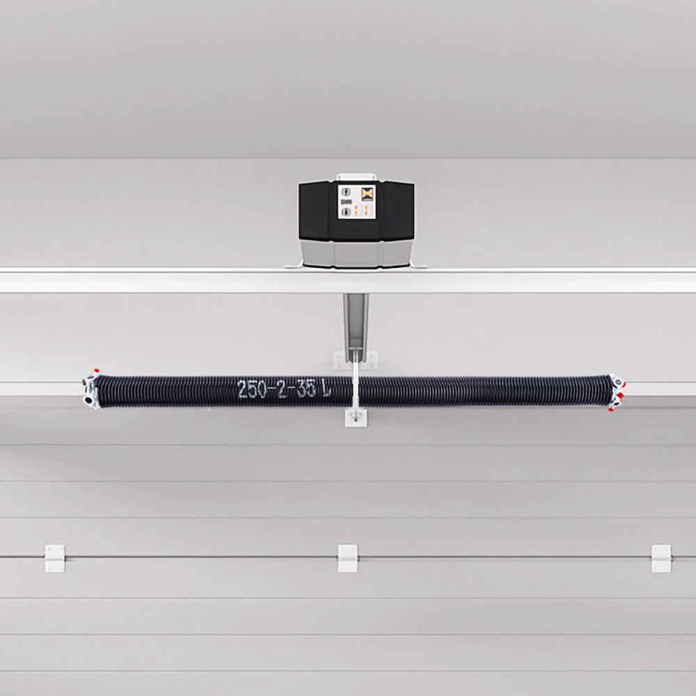 Sprężyny skrętne do drzwi garażowych VEVOR (Φ 6,35 x Φ 50,8 x 889 mm) 16000 cykli, powlekane na czarno, do wymiany, sprężyny do drzwi garażowych z antypoślizgowymi prętami naciągowymi, rękawice i klucz montażowy