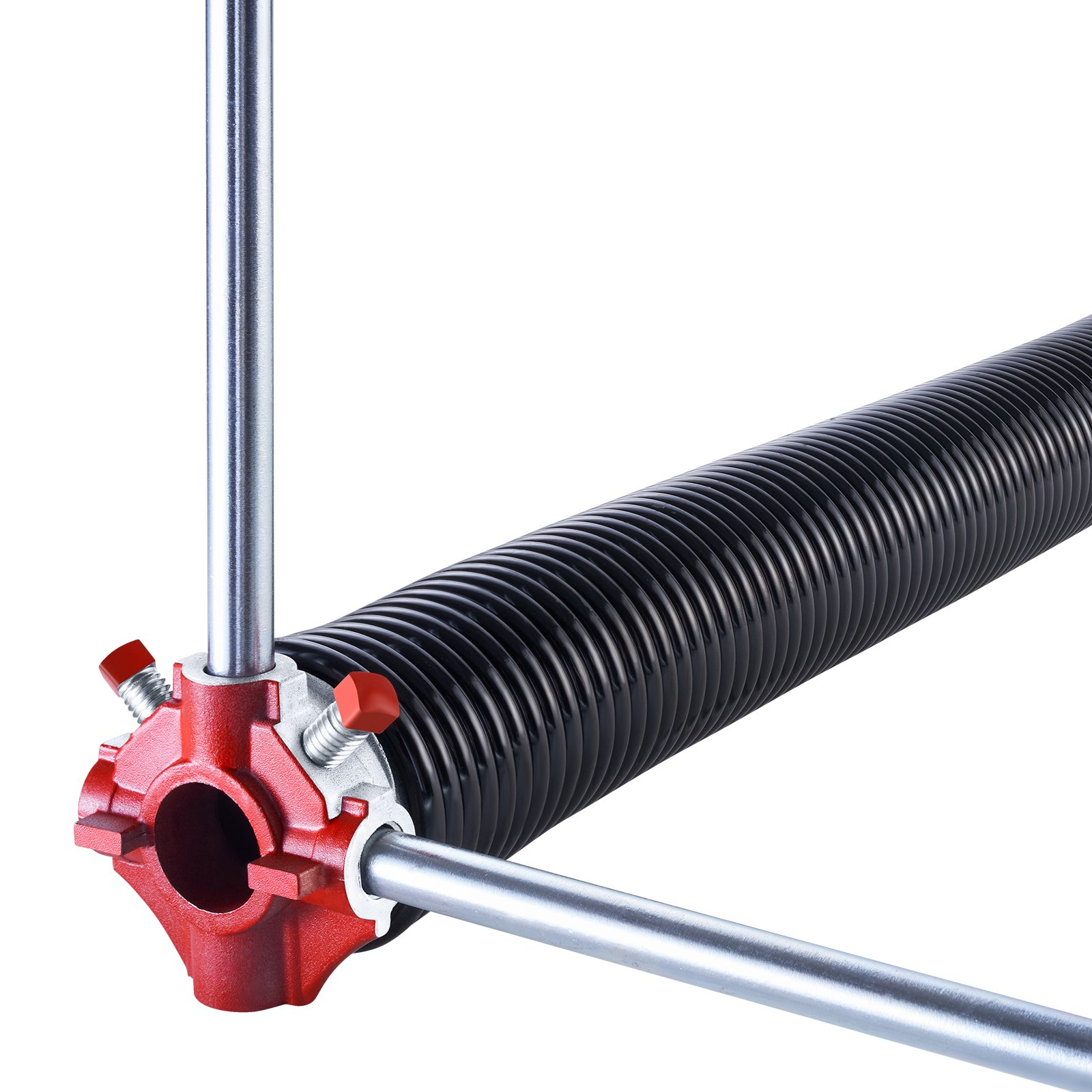 Sprężyny skrętne do drzwi garażowych VEVOR (Φ 6,35 x Φ 50,8 x 889 mm) 16000 cykli, powlekane na czarno, do wymiany, sprężyny do drzwi garażowych z antypoślizgowymi prętami naciągowymi, rękawice i klucz montażowy