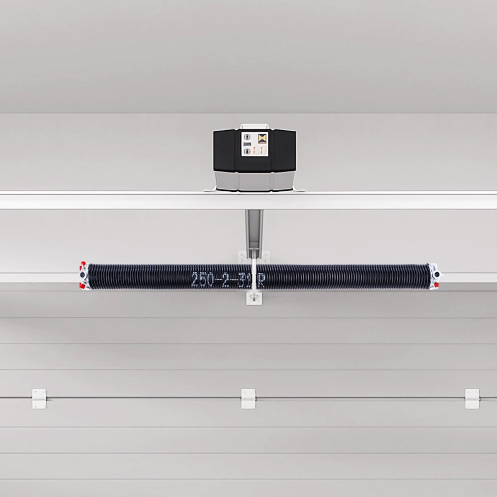Sprężyny skrętne do drzwi garażowych VEVOR (Φ 6,35 x Φ 50,8 x 787 mm) 16000 cykli, powlekane na czarno, do wymiany, sprężyny do drzwi garażowych z antypoślizgowymi prętami naciągowymi, rękawice i klucz montażowy