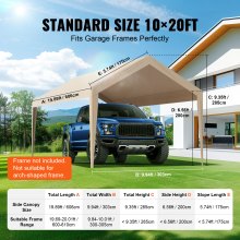 Namiot garażowy VEVOR Namiot garażowy 3x6 m Namiot garażowy wodoodporny Ochrona przed promieniami UV Łatwa instalacja za pomocą pasków mocujących Beżowy (tylko pokrycie dachu, rama nie jest dołączona)