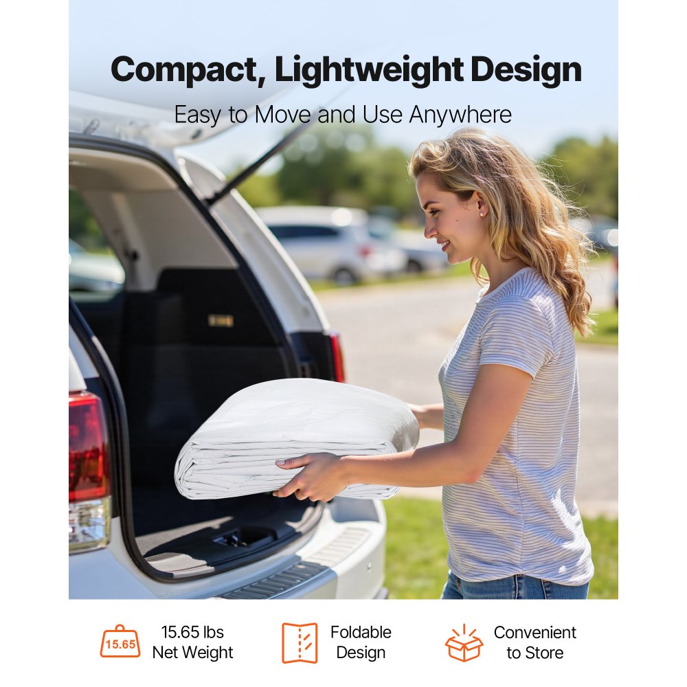 Dach zamienny do wiaty samochodowej VEVOR, 3,65 x 6,09 m, przenośna osłona namiotu garażowego, odporna na promieniowanie UV, wytrzymała osłona wiaty samochodowej, biała, rama nie jest dołączona