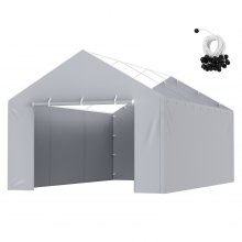 VEVOR Carport Garage Tent Sidewall 610 x 364 cm, namiot garażowy, wytrzymały, wodoodporny i zabezpieczony przed promieniowaniem UV, szary (góra i rama nie są dołączone)