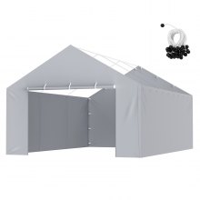 VEVOR Wiata Garażowa Ściana boczna namiotu 6000 x 3950 x 1950 mm Namiot garażowy Wiata Plandeka Wytrzymała wodoodporna i chroniona przed promieniowaniem UV szara (góra i rama nie wchodzą w skład zestawu)