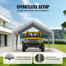 VEVOR Namiot garażowy 12' x 20' Namiot garażowy Namiot dachowy Plandeka Wodoodporna Ochrona przed promieniami UV Łatwa instalacja za pomocą pasków mocujących Szary (tylko pokrycie dachu, rama nie jest dołączona)