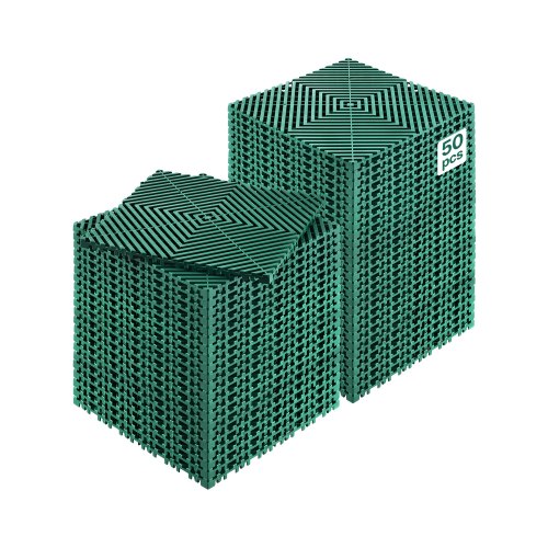 Mata drenażowa VEVOR Interlocking Drainage Mat, mata prysznicowa, 31 x 31 cm, modułowe maty podłogowe, 50 sztuk, łączone maty drenażowe, antypoślizgowe płytki podłogowe drenażowe, do garażu, ogrodu, kolor zielony