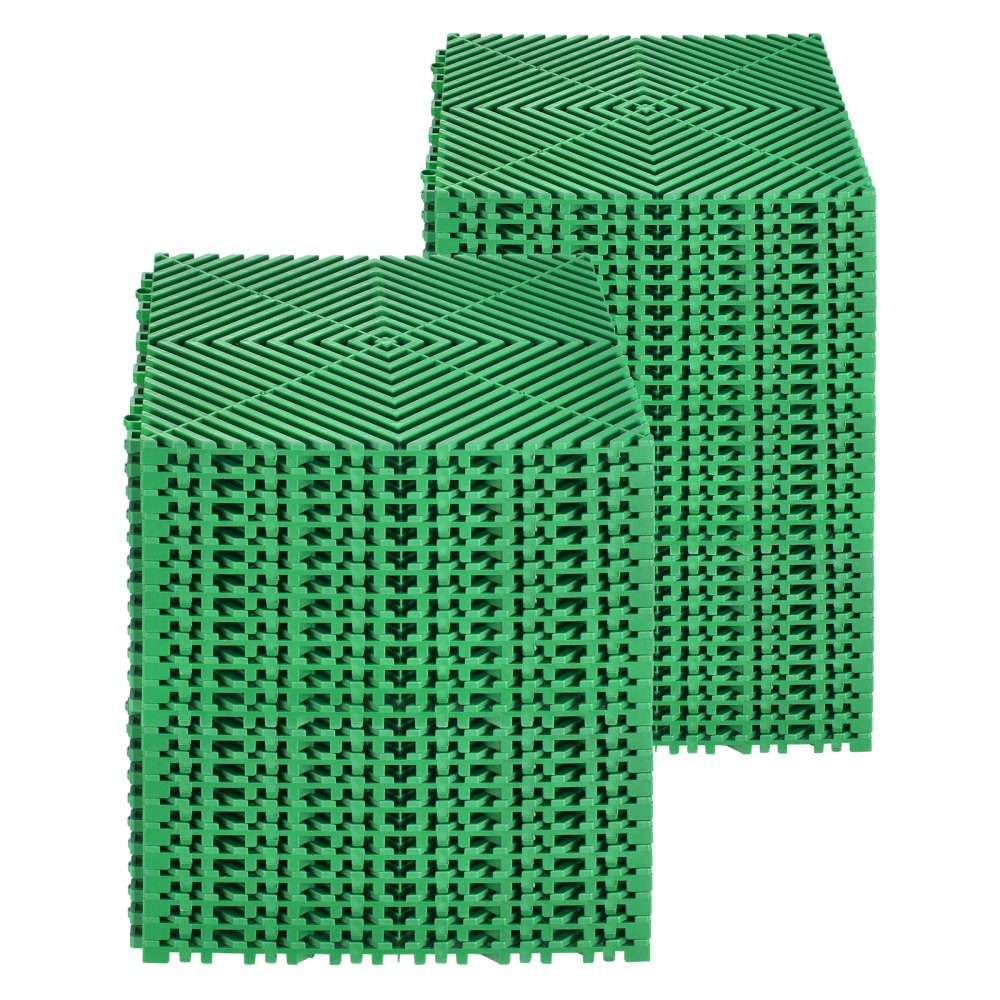 Mata drenażowa VEVOR Interlocking Drainage Mat, mata prysznicowa, 31 x 31 cm, modułowe maty podłogowe, 50 sztuk, łączone maty drenażowe, antypoślizgowe płytki podłogowe drenażowe, do garażu, ogrodu, kolor zielony