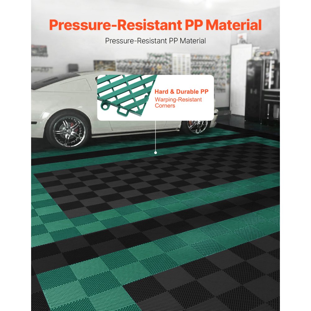 Mata drenażowa VEVOR Interlocking Drainage Mat, mata prysznicowa, 31 x 31 cm, modułowe maty podłogowe, 50 sztuk, łączone maty drenażowe, antypoślizgowe płytki podłogowe drenażowe, do garażu, ogrodu, kolor zielony