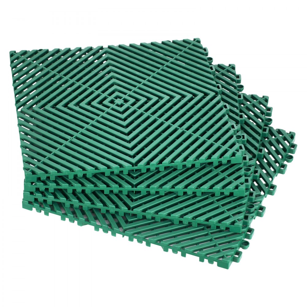 Mata drenażowa VEVOR Interlocking Drainage Mat, mata prysznicowa, 31 x 31 cm, modułowe maty podłogowe, 50 sztuk, łączone maty drenażowe, antypoślizgowe płytki podłogowe drenażowe, do garażu, ogrodu, kolor zielony