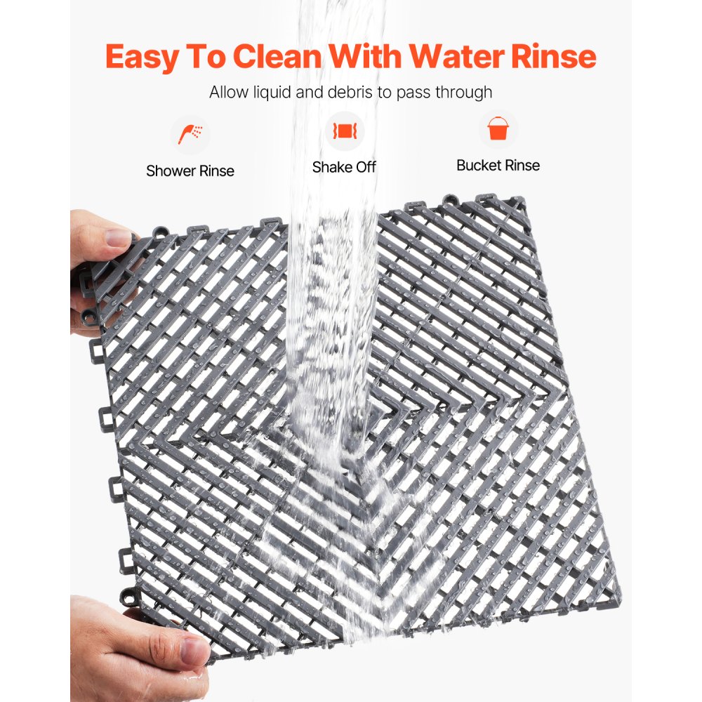 Mata drenażowa VEVOR Interlocking Drainage Mat, mata prysznicowa, 31 x 31 cm, modułowe maty podłogowe, 55 sztuk, łączone maty drenażowe, antypoślizgowe płytki podłogowe drenażowe, do garażu i ogrodu, kolor szary
