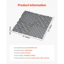 VEVOR 24 x mata drenażowa do garażu płytki podłogowe blokowane 31x31cm szara