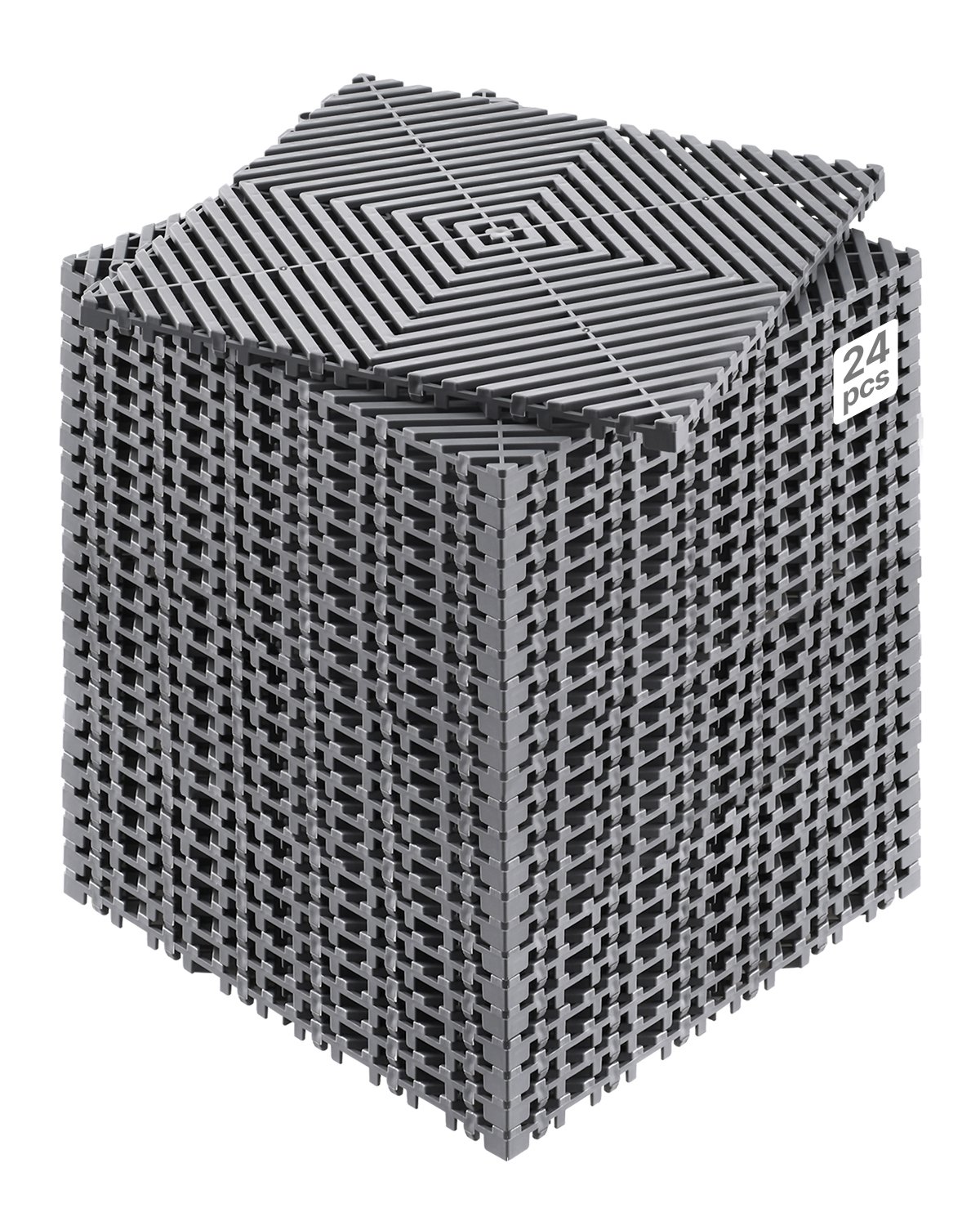 Mata drenażowa VEVOR Interlocking Drainage Mat, mata prysznicowa, 31 x 31 cm, modułowe maty podłogowe, 24 sztuki, łączone maty drenażowe, antypoślizgowe płytki podłogowe drenażowe, do garażu i ogrodu, kolor szary