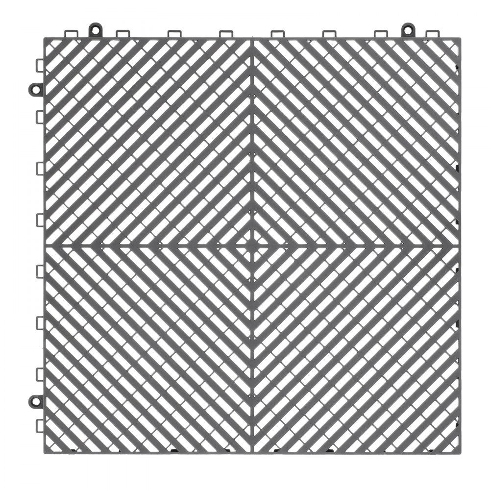 Mata drenażowa VEVOR Interlocking, 15,7 x 15,7 cala, modułowa podkładka z zamkiem, 24-częściowy zestaw mat drenażowych, antypoślizgowe szare płytki podłogowe z polipropylenu i mata prysznicowa, do garażu, ogrodu, kuchni i użytku na zewnątrz