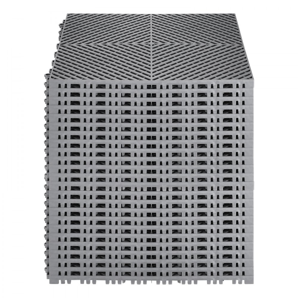 Mata drenażowa VEVOR Interlocking, 15,7 x 15,7 cala, modułowa podkładka z zamkiem, 24-częściowy zestaw mat drenażowych, antypoślizgowe szare płytki podłogowe z polipropylenu i mata prysznicowa, do garażu, ogrodu, kuchni i użytku na zewnątrz