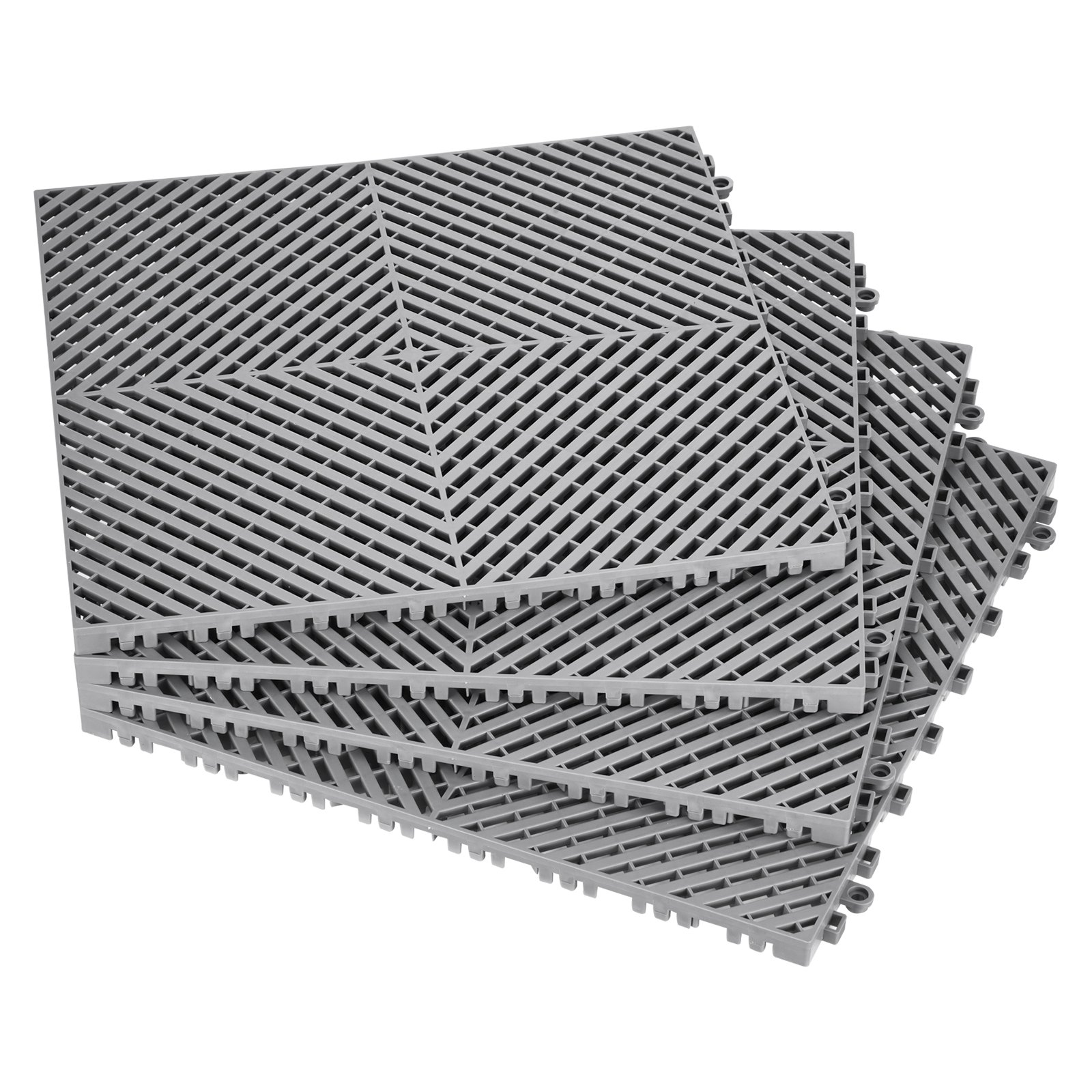 VEVOR Interlocking Drainage Mat, 15.7 x 15.7 Inches, Modular Interlocking Cushion, 24-Piece Spliced ​​Drainage Mats, Non-Slip Gray PP Drainage Floor Tiles and Shower Mat, for Garage, Garden, Kitchen and Outdoor Areas
