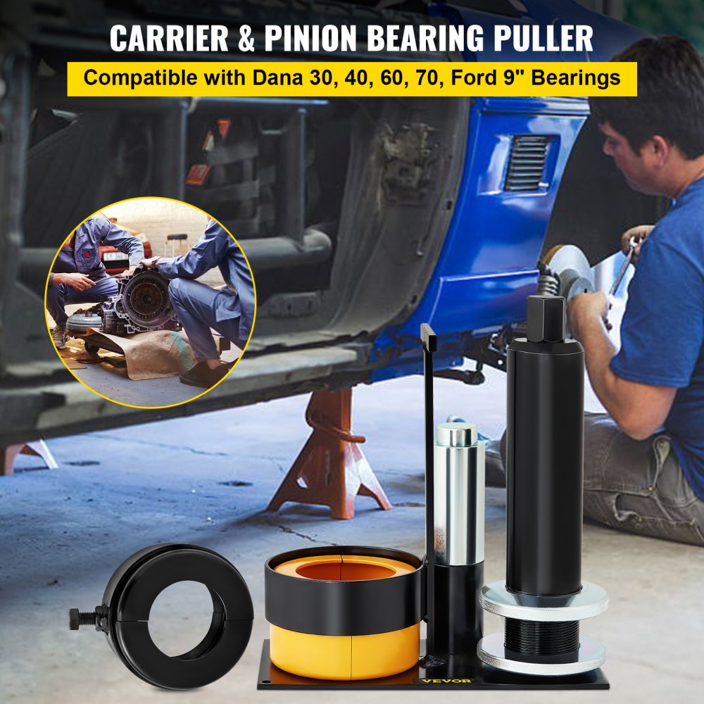 Ściągacz łożysk VEVOR Carrier and Pinion, kompatybilny z łożyskami Dana 30, 40, 60, 70, Ford 9-calowymi, ściągacz łożysk z 2 tulejami, 45# stalowy ściągacz łożysk nośnych Clamshell do napraw samochodowych