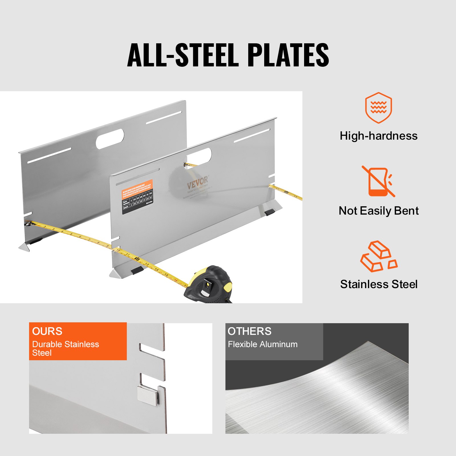 VEVOR Wheel Alignment System, 2-Pack Wheel Alignment Plates, Stainless Steel Toe Angle Measuring Plate, 4 Alignment Rods & Magnetic Slots, incl. Measuring Tapes & Conversion Table