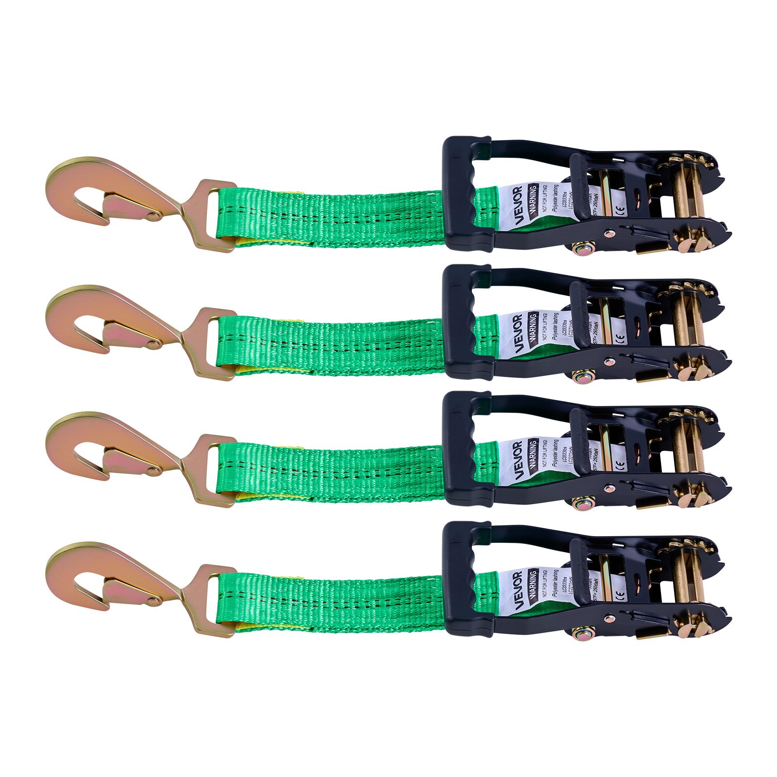 Pas mocujący koła VEVOR (50,8 x 2438,4 mm) z hakami sprężynowymi, wytrzymałością na rozciąganie 4540 kg i nośnością 1512 kg, system mocowania kół motocyklowych, pas mocujący koła, pas do opon do SUV-ów i przyczep, zielony