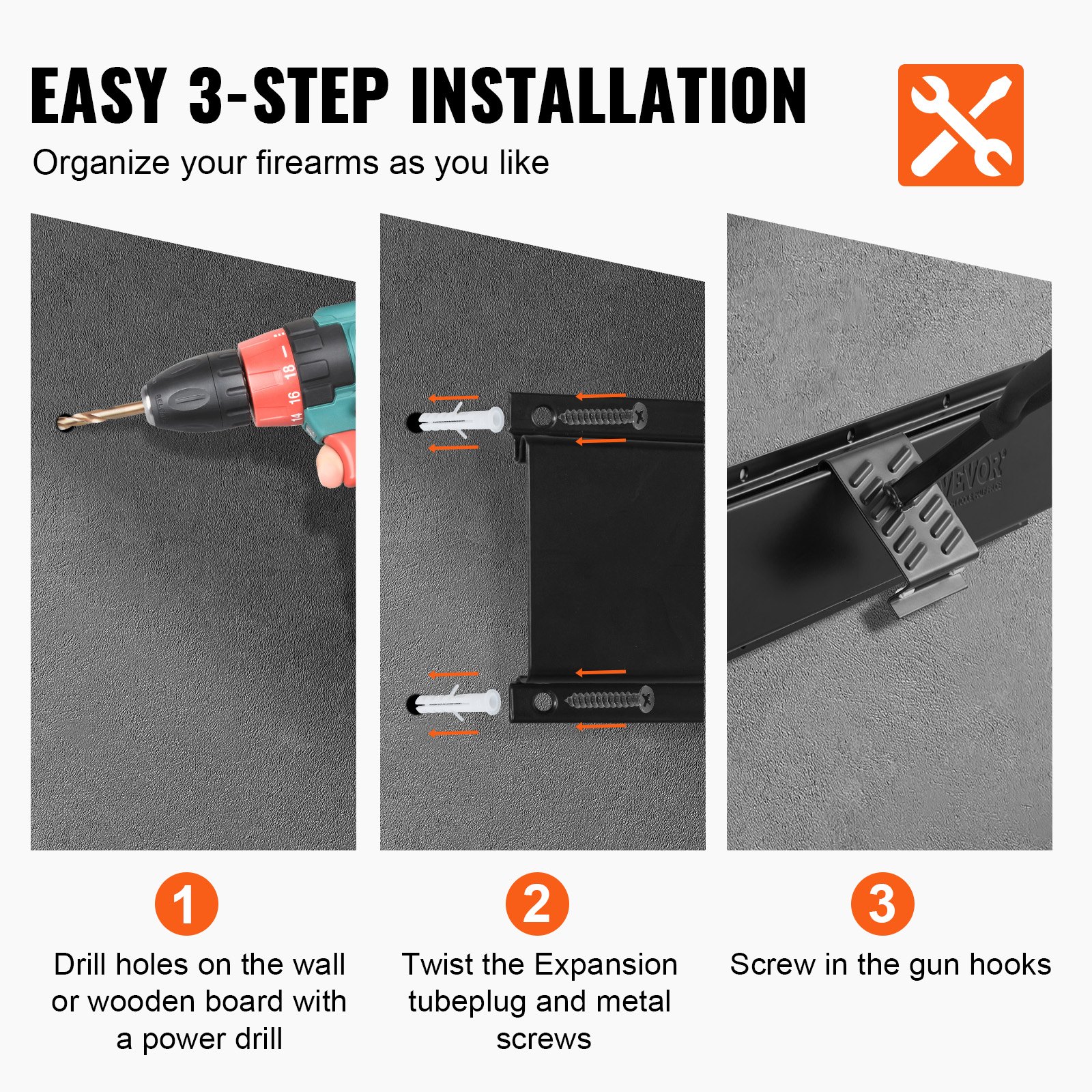 Stojak na broń VEVOR do przechowywania broni, 6 karabinów, uchwyt na broń, sejf na broń, akcesoria do karabinów i strzelb, uchwyt na broń w szafce na broń, podpórka pod strzelbę, udźwig 81,6 kg