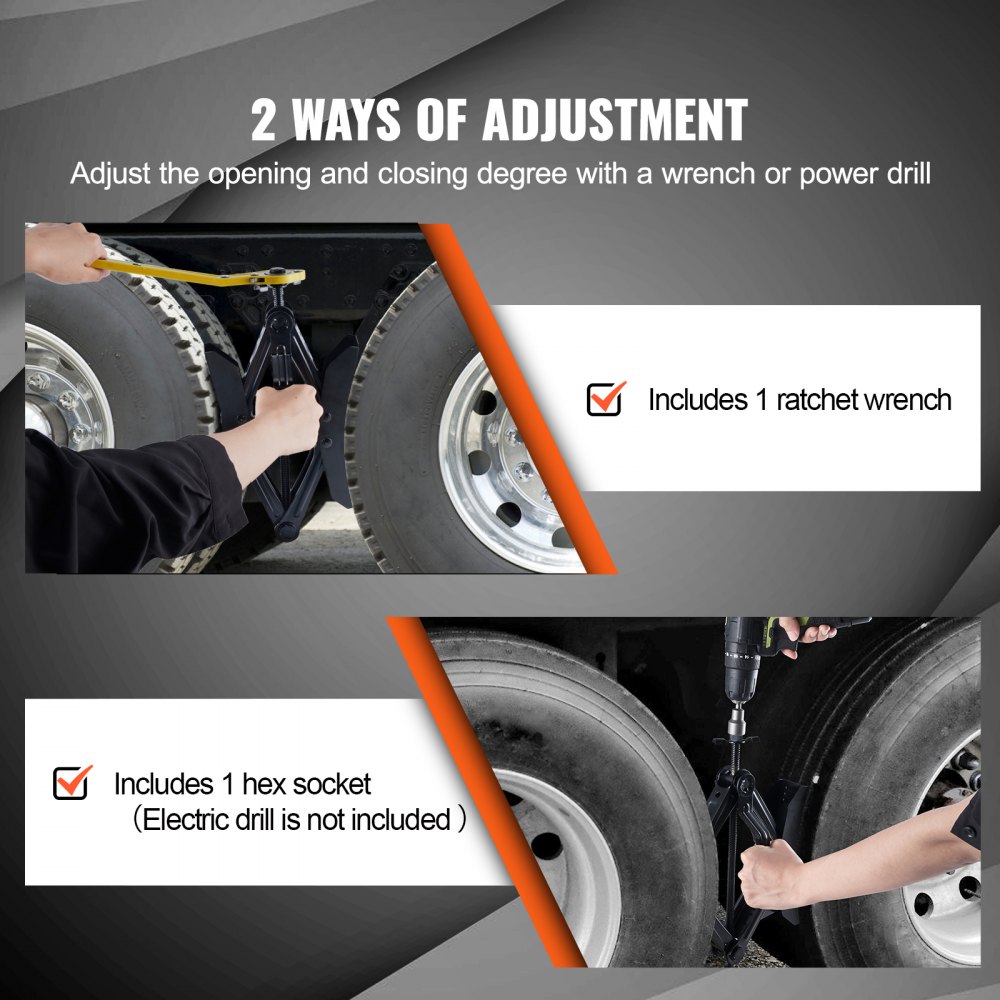 VEVOR Camper Wheel Chock Stabilizer, Heavy-Duty H-Shaped RV Tire Locking Wedge, Integrated Wrench Fits 3.5" to 12" Tire Clearance, 2 Sets of Camper Wheel Chocks with Ratchet Wrench for Motorhome and Trailer