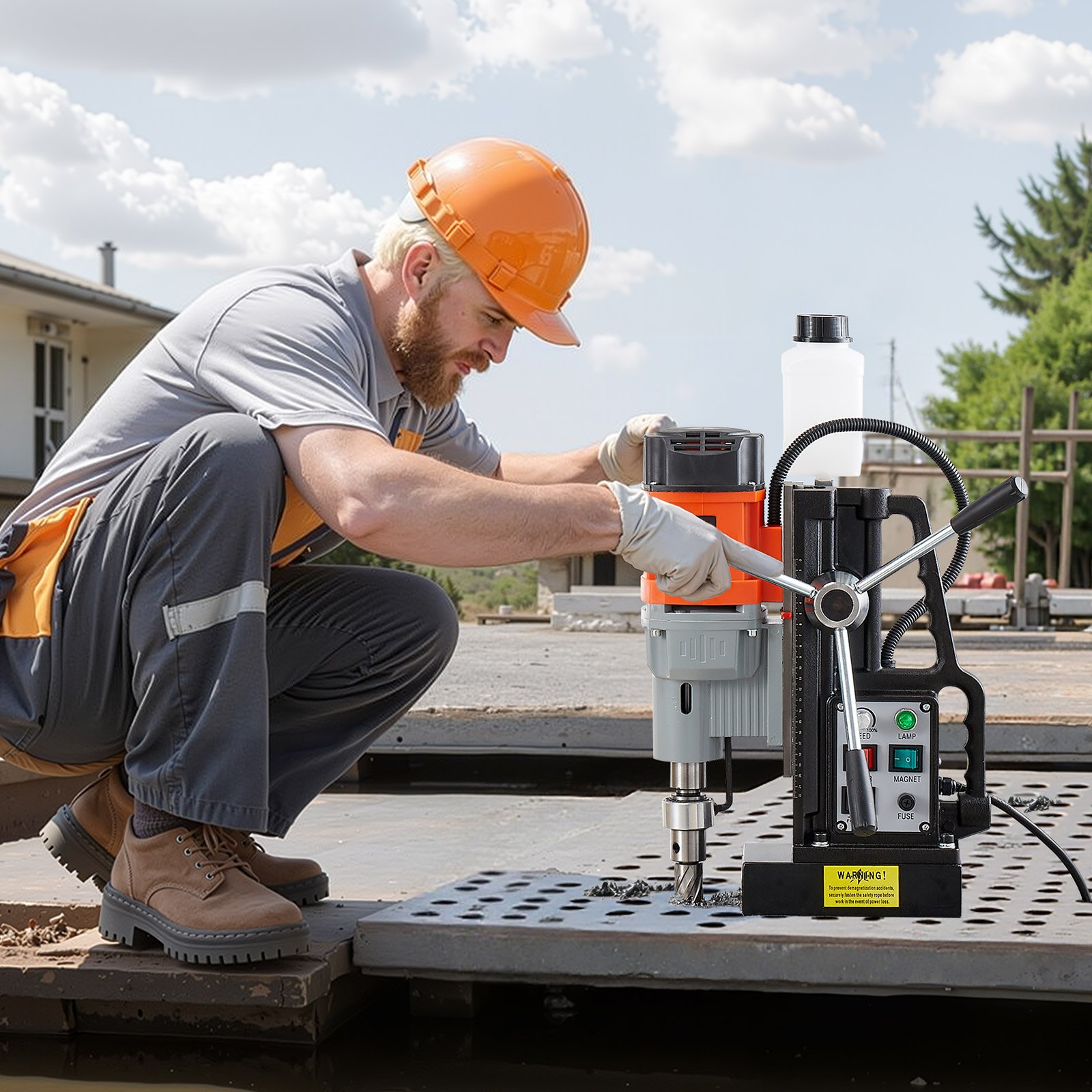 Wiertarka magnetyczna VEVOR 1,5 kW, średnica wiercenia 60 mm, moc 13000 N, wiertarka magnetyczna ze stożkiem Morse'a i regulowaną prędkością, gwintowanie M3-M16 w metalowych powierzchniach dla majsterkowiczów