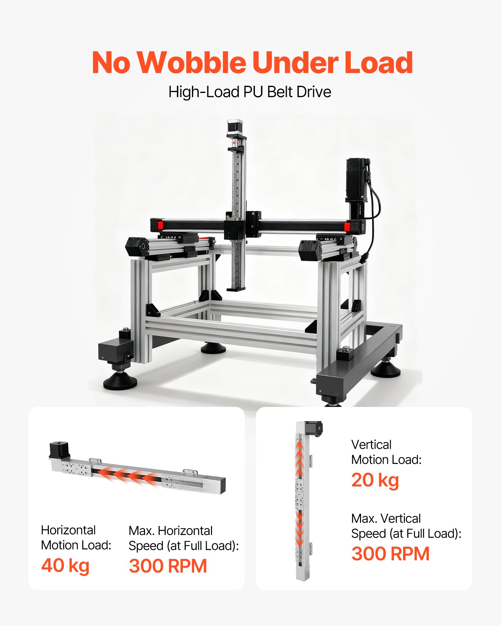 VEVOR Linear Guide Rail, Belt Drive, CNC Linear Motion Stage Actuator, with Nema34 Stepper Motor, 600 mm Stroke Work Size, High Speed Motorized, for Engraving Machine, CNC Milling Machine, 3D Printer