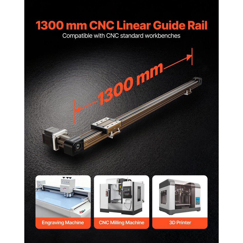 VEVOR Linear Guide Rail, Belt Drive, CNC Linear Motion Stage Actuator, with Nema34 Stepper Motor, 1300 mm Stroke Work Size, High Speed Motorized, for Engraving Machine, CNC Milling Machine, 3D Printer
