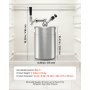 VEVOR 5L Mini Keg, Pressurized Growler Tap System, 304 Stainless Steel Beer Kit, with Co2 Regulator, Self-Closing Faucet, Keeps Fresh and Carbonation for Homebrew, Craft and Draft Beer