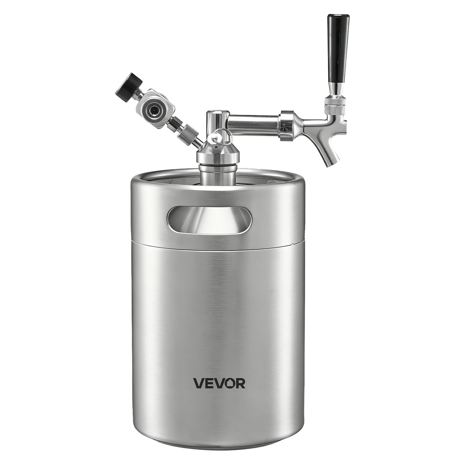 VEVOR 5L Mini Keg, Pressurized Growler Tap System, 304 Stainless Steel Beer Kit, with Co2 Regulator, Self-Closing Faucet, Keeps Fresh and Carbonation for Homebrew, Craft and Draft Beer