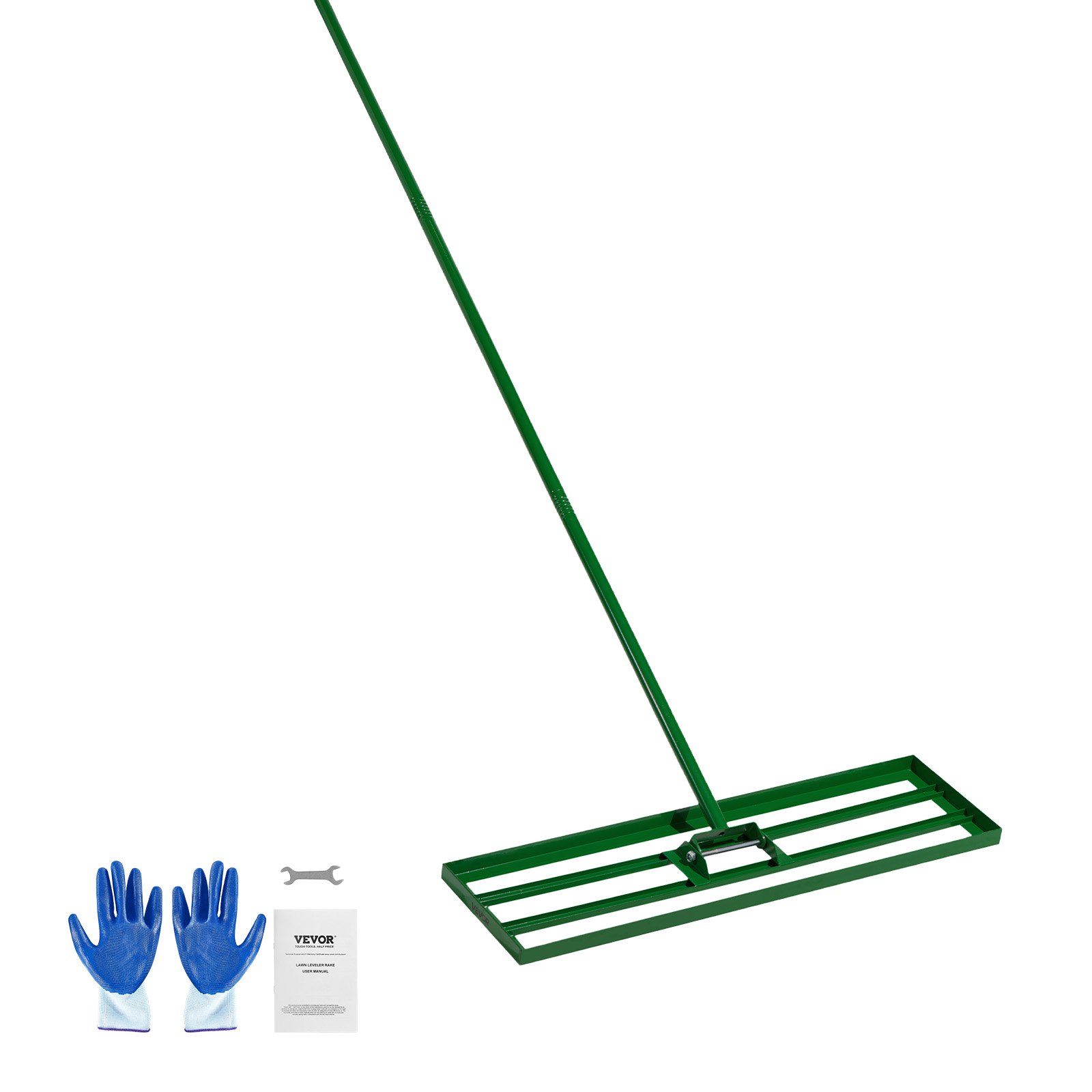 Grabie wyrównujące trawnik VEVOR 910x250 mm, ściągaczka do trawnika z uchwytem stalowym o długości 198 cm, wyrówniarka trawnika z rękawicami ogrodowymi, narzędzie do wyrównywania trawnika, odpowiednie do ogrodu, pola golfowego i rolnictwa
