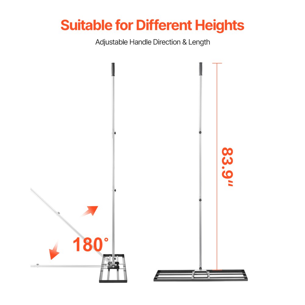 Grabie do trawników VEVOR, grabie wyrównujące z uchwytem 213 cm, podstawa 914 x 254 mm, odporne na rdzę grabie wyrównujące ze stali węglowej, 3 regulowane wysokości, narzędzie do wyrównywania trawników w ogrodzie i na polach golfowych