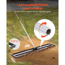 VEVOR Grabie ogrodowe 213cm Uchwyt Grabie wyrównujące Pielęgnacja trawnika 254x1219mm
