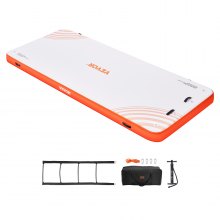 VEVOR Nadmuchiwany Pływający Pomost, 4,57 x 1,82 m, Platforma Pomostu, Antypoślizgowa Mata Pływająca na Wodzie z Przenośną Torbą Transportową i Odpinaną Drabinką, Pływająca Platforma Wyspiarska Tratwa do Basenu, Plaża