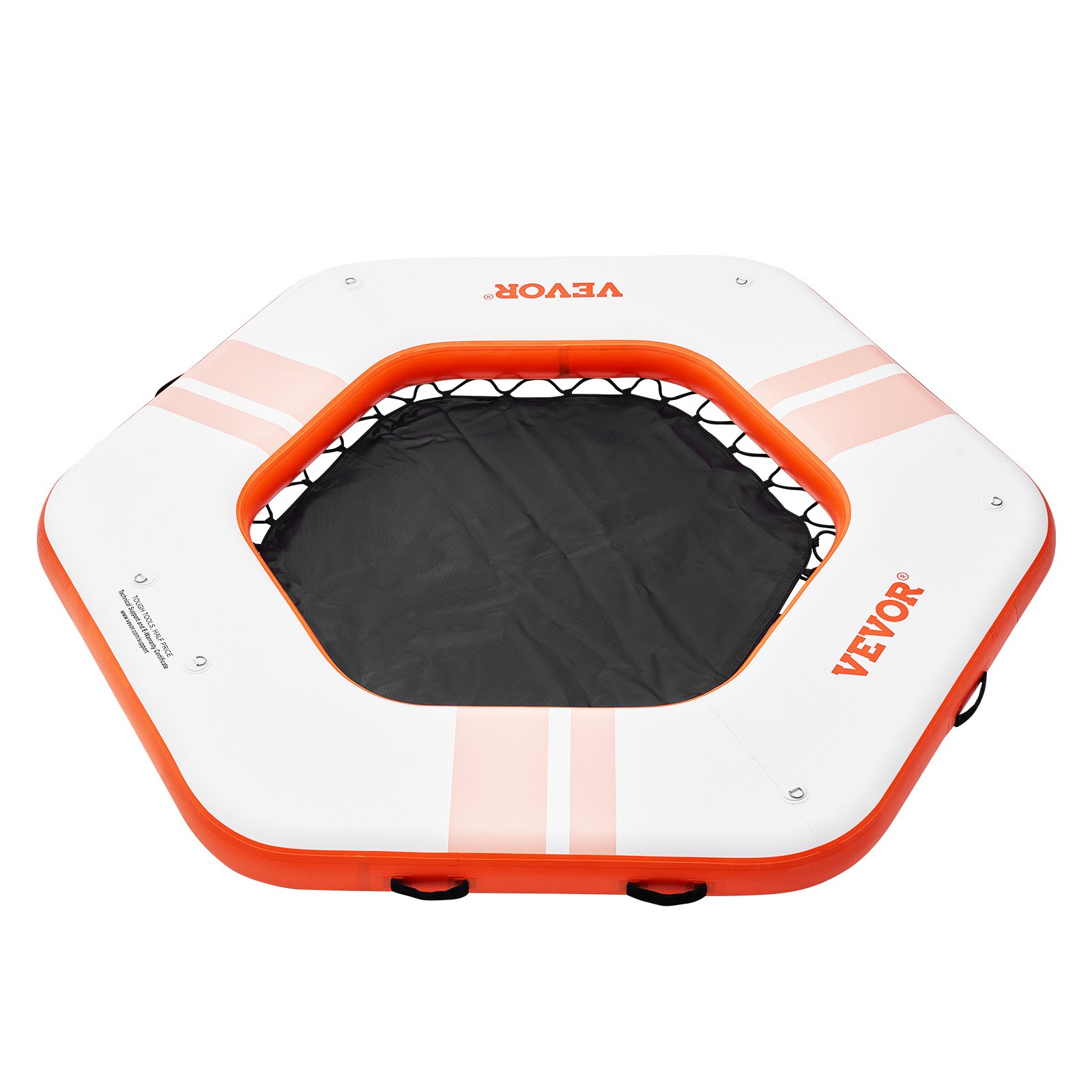 VEVOR Nadmuchiwany Pływający Pomost, Ø 2,6 m, Platforma Pomostu z Siatką Trampoliny Ø 1,5 m, Pływająca Platforma Antypoślizgowa Mata Wodna z Przenośną Torbą i Odpinaną Drabinką do Relaksu przy Basenie