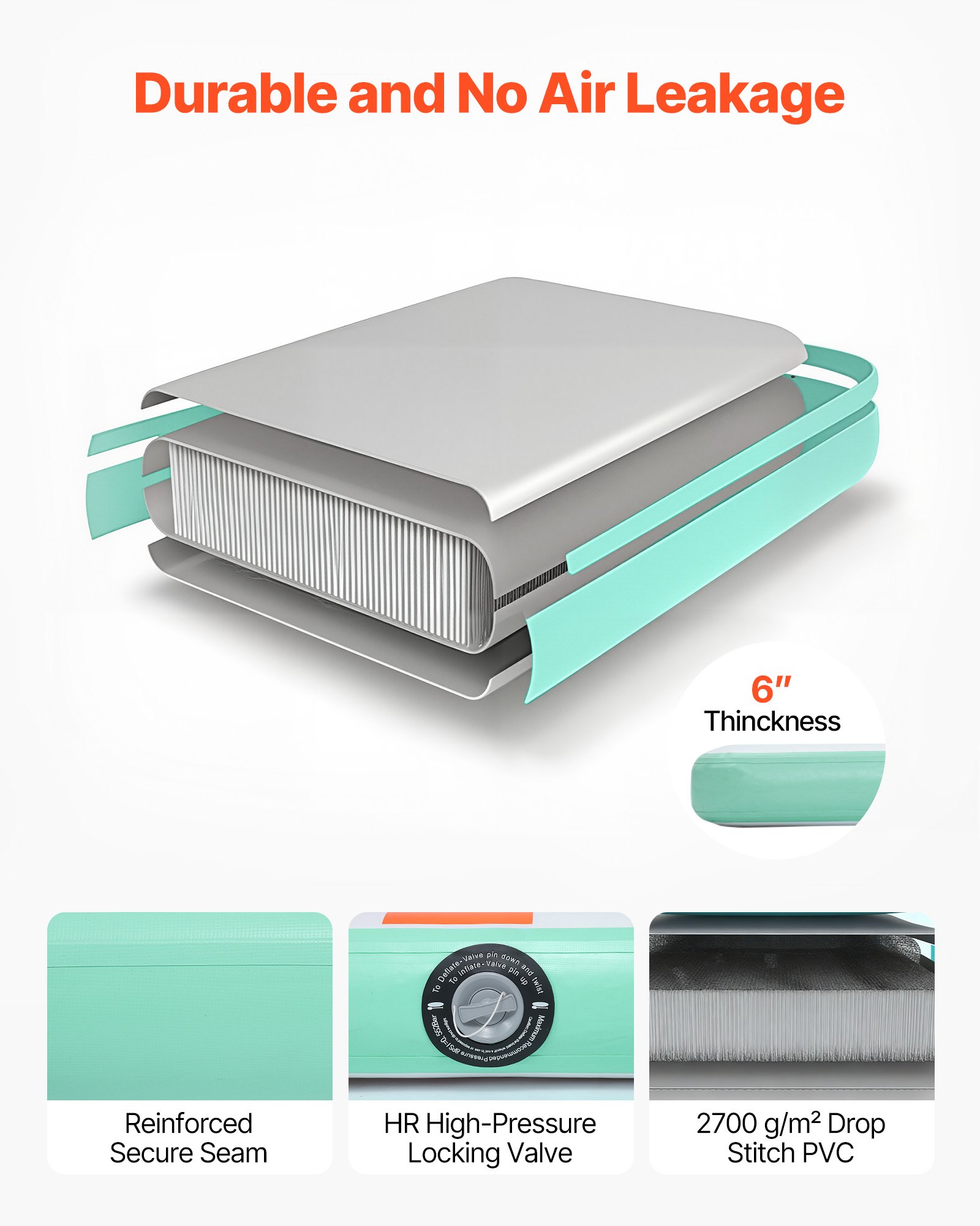 VEVOR Nadmuchiwany pomost pływający, 2,6 x 2,6 m, platforma pływająca z powierzchnią antypoślizgową, torba transportowa i odpinana drabinka, pływająca wyspa, platforma wodna do basenu, na plażę i morze, niebieski