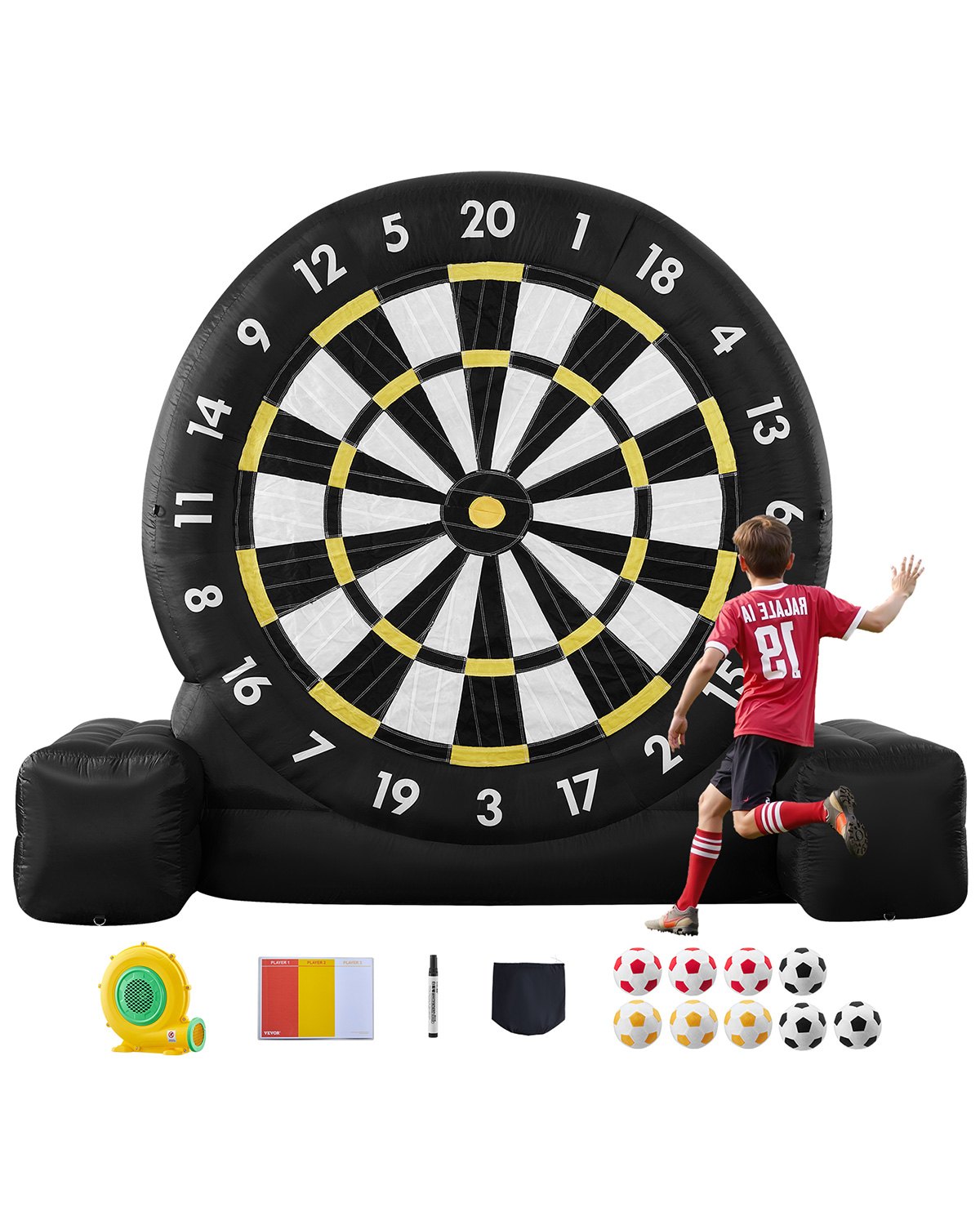 VEVOR Inflatable Football Dartboard (2.44 m Height), Giant Kick Darts Game with Storage Bag & Air Pump for Easy Transport, Garden Games, Outdoor Games