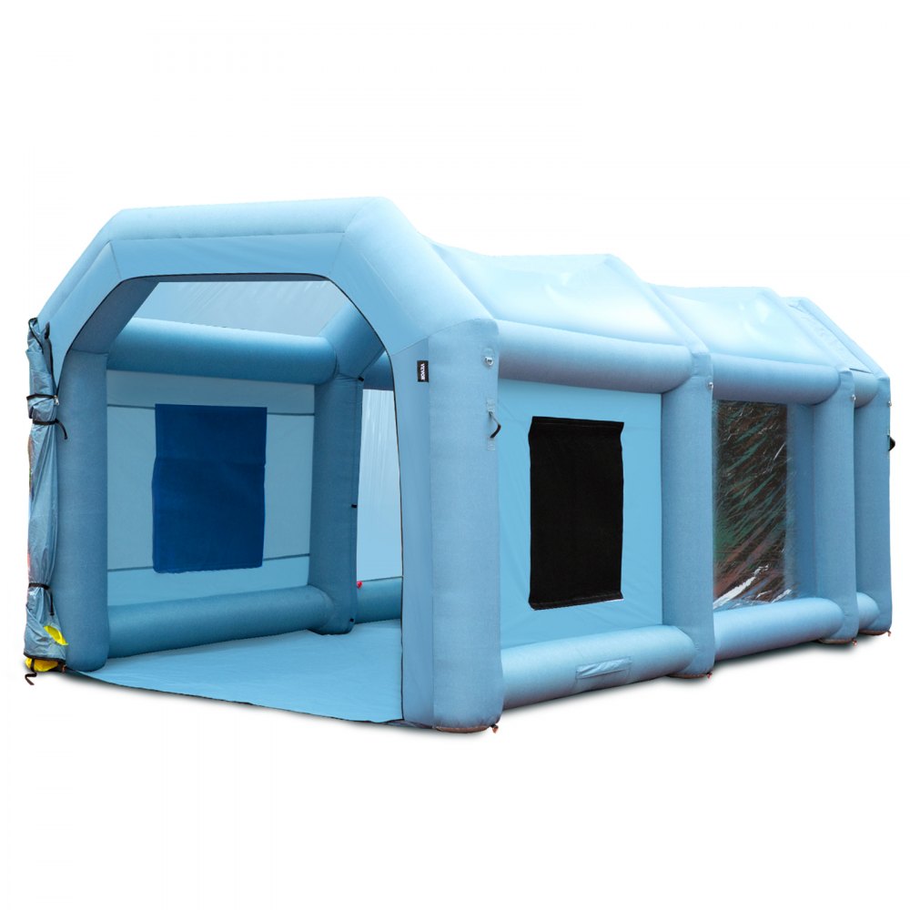 VEVOR przenośny nadmuchiwany namiot lakierniczy 480+750 W, kabina lakiernicza 5 x 2,2 x 2,1 m do projektów DIY, narzędzie do kabiny lakierniczej dla hobbystów, kabina lakiernicza samochodowa z niebieskiej tkaniny Oxford 210D