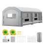 VEVOR Inflatable Paint Booth, 12 x 5 x 4 m, Portable Spray Booth with 950W+1100W Blowers, Large Filter Cotton, Changing Area, Arched Roof Painting Tent for Heavy-Duty Pickup Truck and Van, Gray
