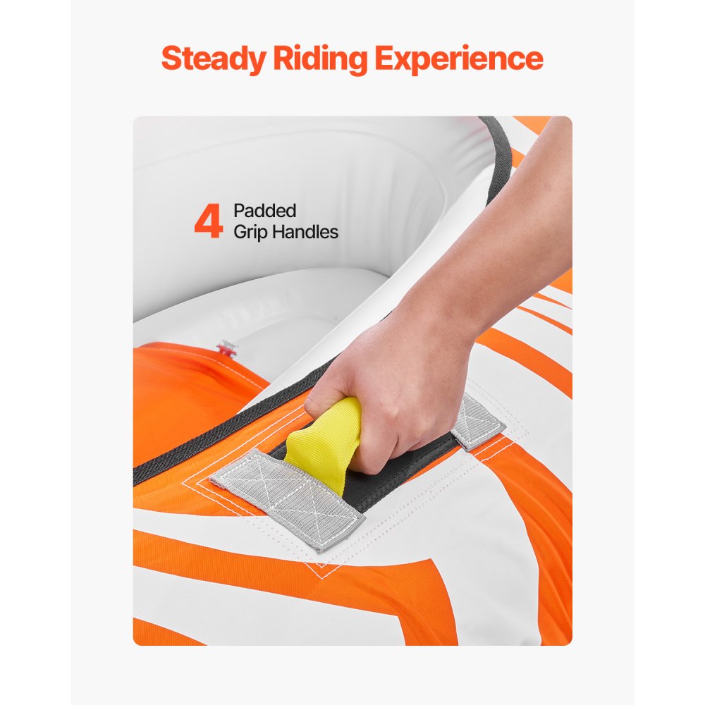 Zestaw pontonów VEVOR Fun Tube do pływania łódką, nadmuchiwane łodzie holowane dla 1-2 osób, 154 kg, ponton do sportów wodnych do holowania łodzi – z uchwytami, pokrowiec w całości z nylonu 840D, zawór bezpieczeństwa