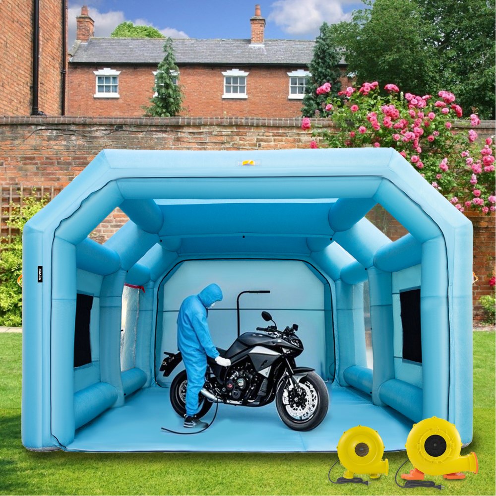 VEVOR 210D PVC Oxford Nadmuchiwana Kabina Lakiernicza, Przestrzeń Zewnętrzna 6x3x2,5m I Przestrzeń Wewnętrzna 5,5x2,1x2m Nadmuchiwany Namiot Kabinowy W Kolorze Niebieskim Na Samochód Lub Kemping