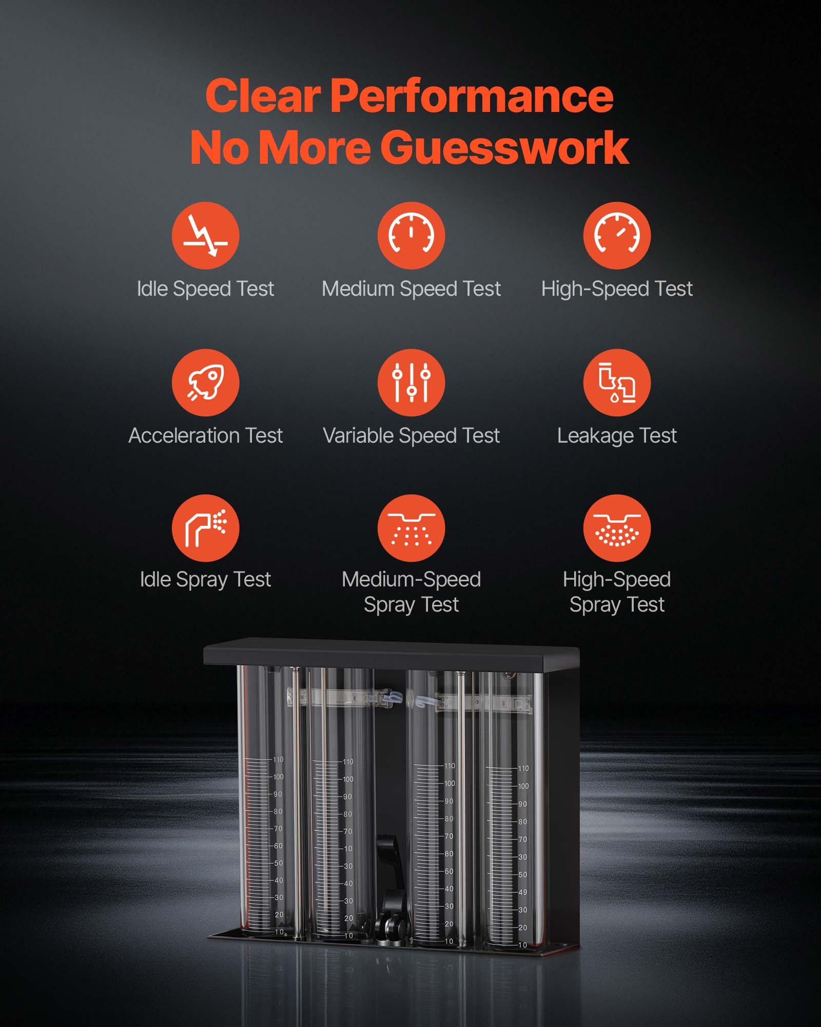 Tester wtryskiwaczy paliwa VEVOR z 9 trybami testowania, ultradźwiękowe urządzenie czyszczące do 4 cylindrów (28 kHz), środek czyszczący do wtryskiwaczy paliwa w samochodach osobowych i motocyklach z zaworem spustowym i napięciem roboczym 12 V.