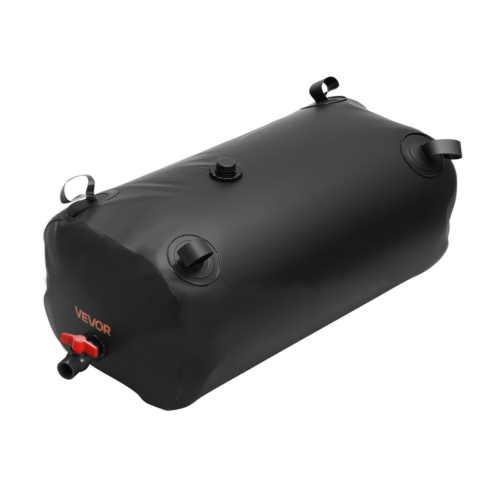 VEVOR Water Storage Bladder, 113L Water Storage Container Tank, 1000D PVC Thickened Soft Bag Bladder, Collapsible Portable for Garden Irrigation, Camping, RVs, Emergency Use - Black