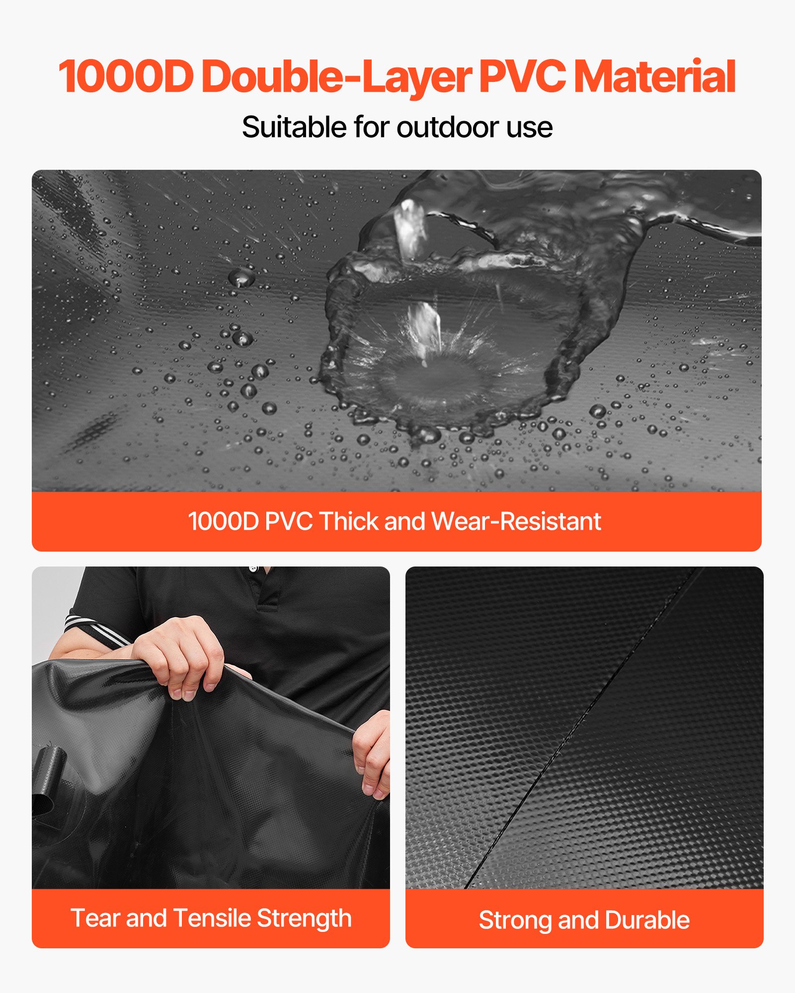 VEVOR Water Storage Bladder, 113L Water Storage Container Tank, 1000D PVC Thickened Soft Bag Bladder, Collapsible Portable for Garden Irrigation, Camping, RVs, Emergency Use - Black