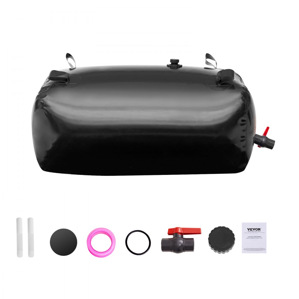 VEVOR 113 L/29.85 Gal Water Storage Bladder, Portable RV Water Tank, 1000D PVC, Collapsible Water Storage Container, Soft Water Bag, Water Bladder, Fire Protection, Camping, Emergency Water Use, Black